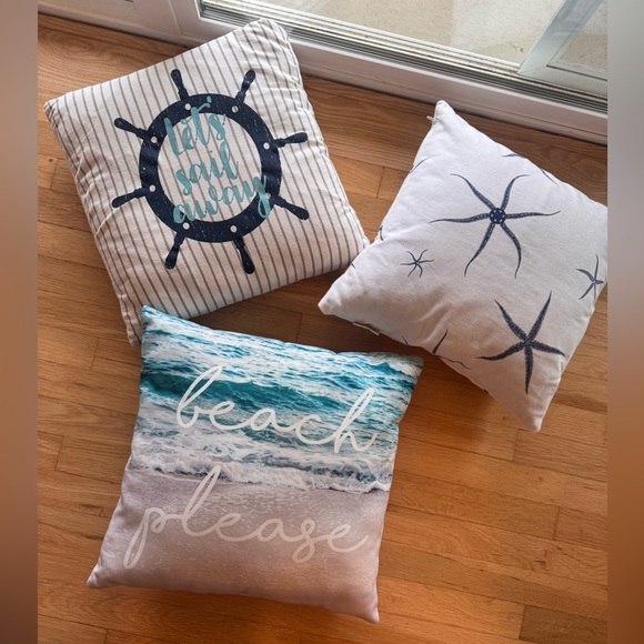 Essential Home Decor Other - Nautical Themed Decorative Pillow Set - Blue and White